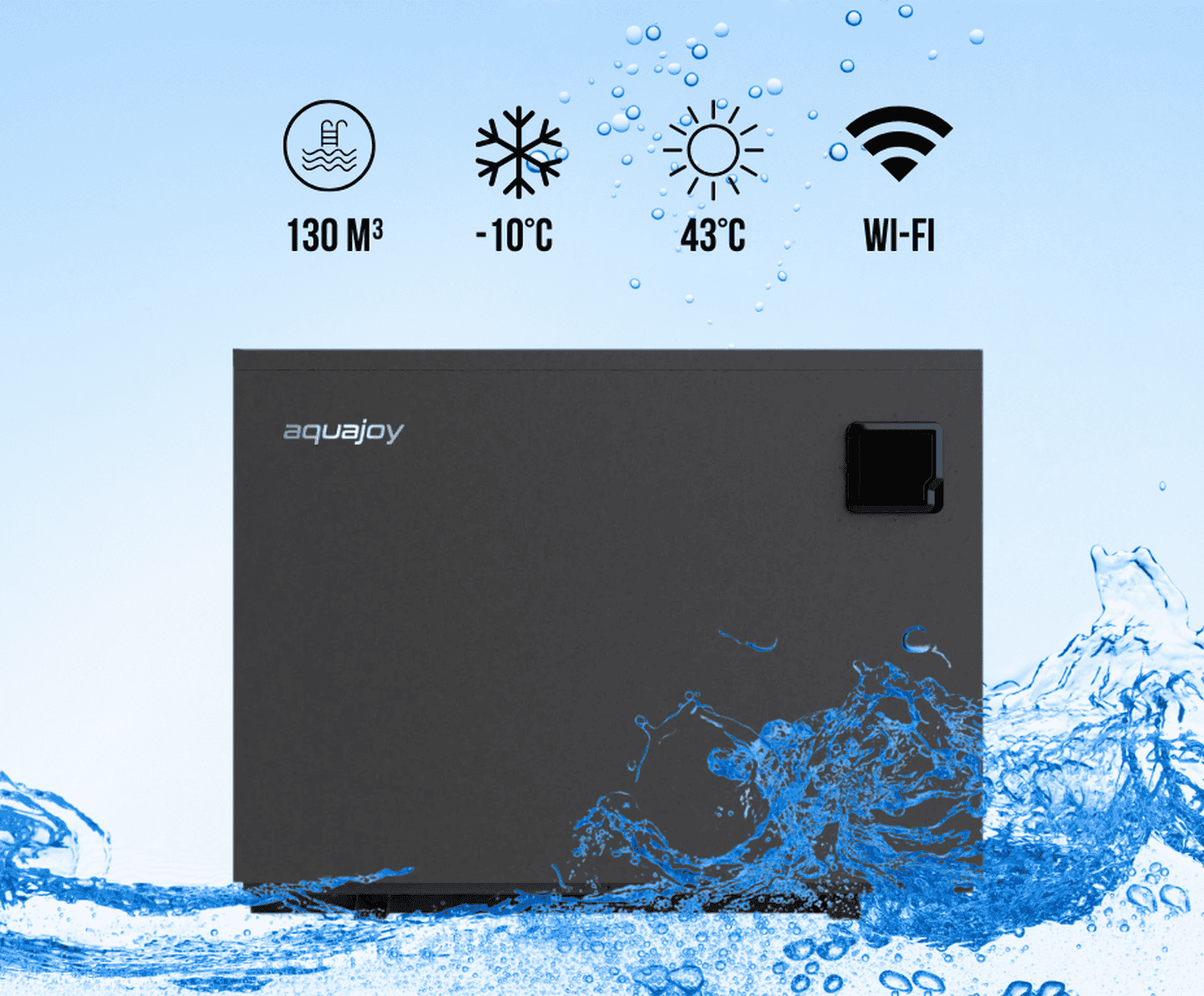 Тепловий насос для басейну Aquajoy Side Flow 28T (27.8 кВт), інверторний, об’єм басейну до 130 м³, -10°С/+43°С, 380В