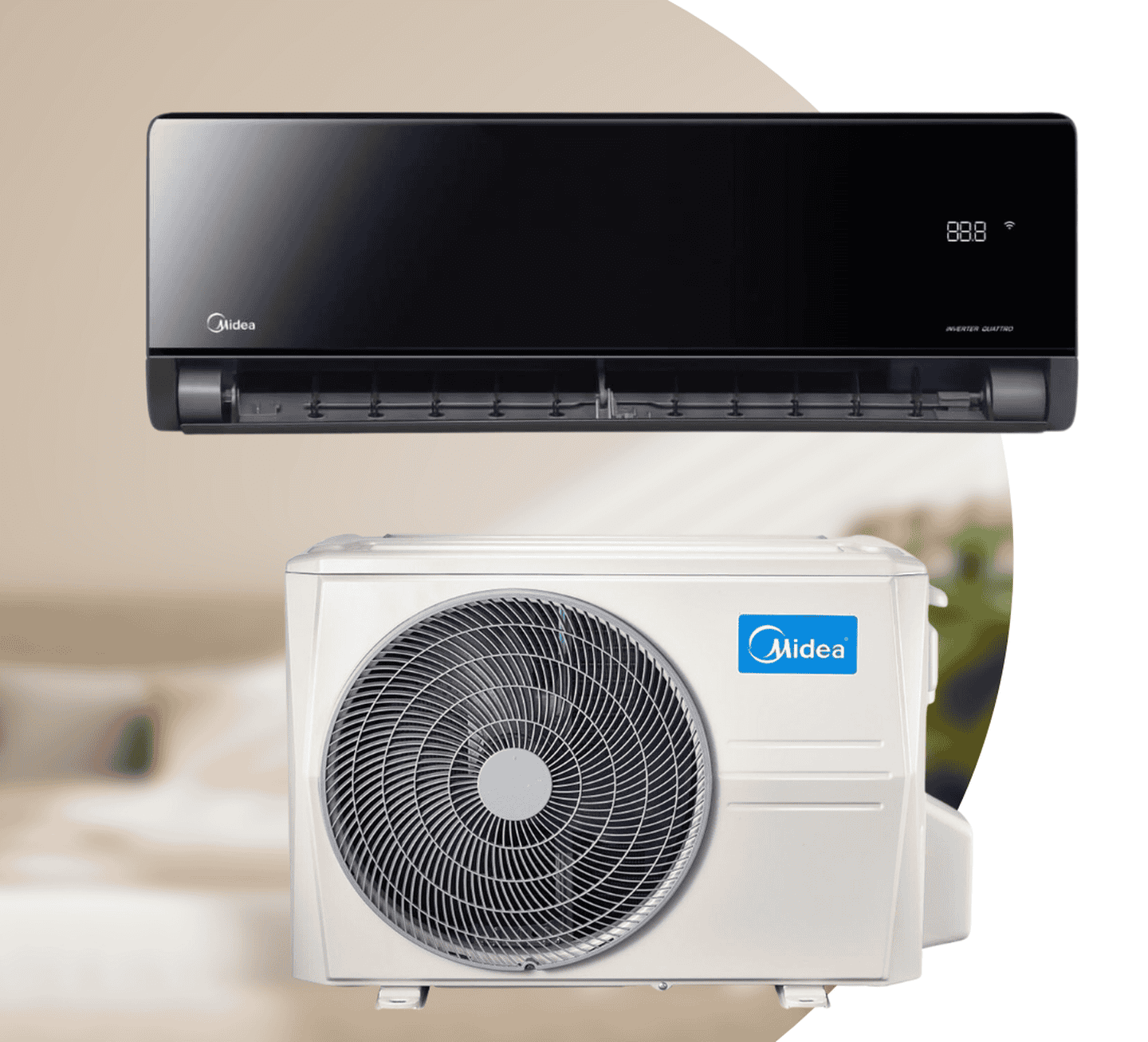 Кондиціонер Midea PENROSE MSXT-18HRFN8-BLACK-I/MSXT-18HRFN8-BLACK-O, інверторний, 5,3 кВт, до 50 кв.м, робота при -25/+50°C, 220 В