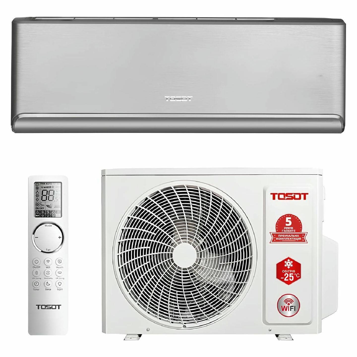 Інверторний кондиціонер TOSOT Naomi GD-09RS SILVER COOL, 2,7 кВт, до 25-30 кв.м, робота при -25/+50°C, 220 В