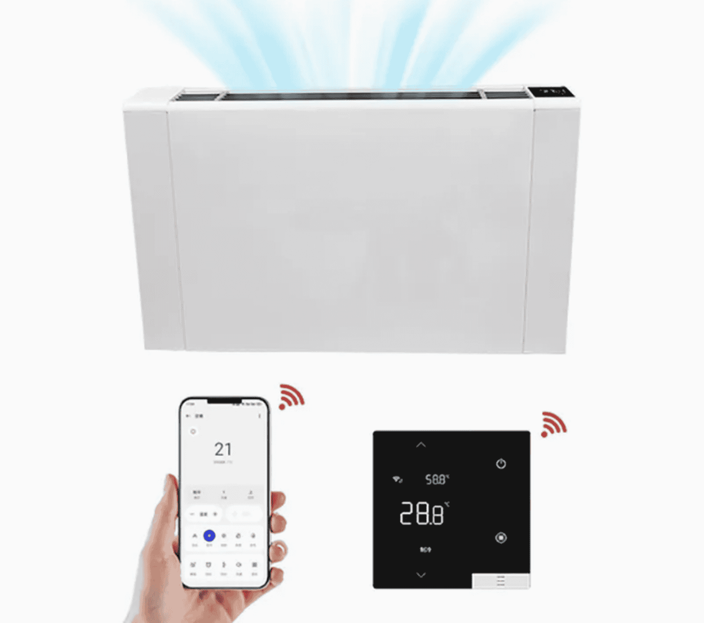 Підлоговий фанкойл Raymer FLP-30DC з WI-FI, до 30 кв.м, двотрубний, інверторний