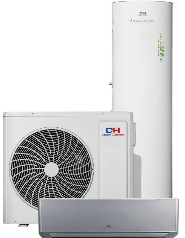 Гибридная мультисплит система Cooper&Hunter серия Nordic Multi Light Hydro CHML-U36RK4-HW/WT200HW1.5ERK 10,6 кВт, инвертор до -22°C/+43°C, до 100 м² (+3 внутренних блока)