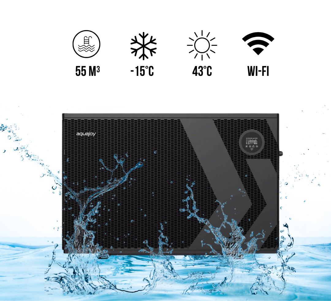 Инверторный тепловой насос Aquajoy Model А 13 (13.1 кВт) 220 В, до -15°С/+43°С, объем бассейна до 55 м³