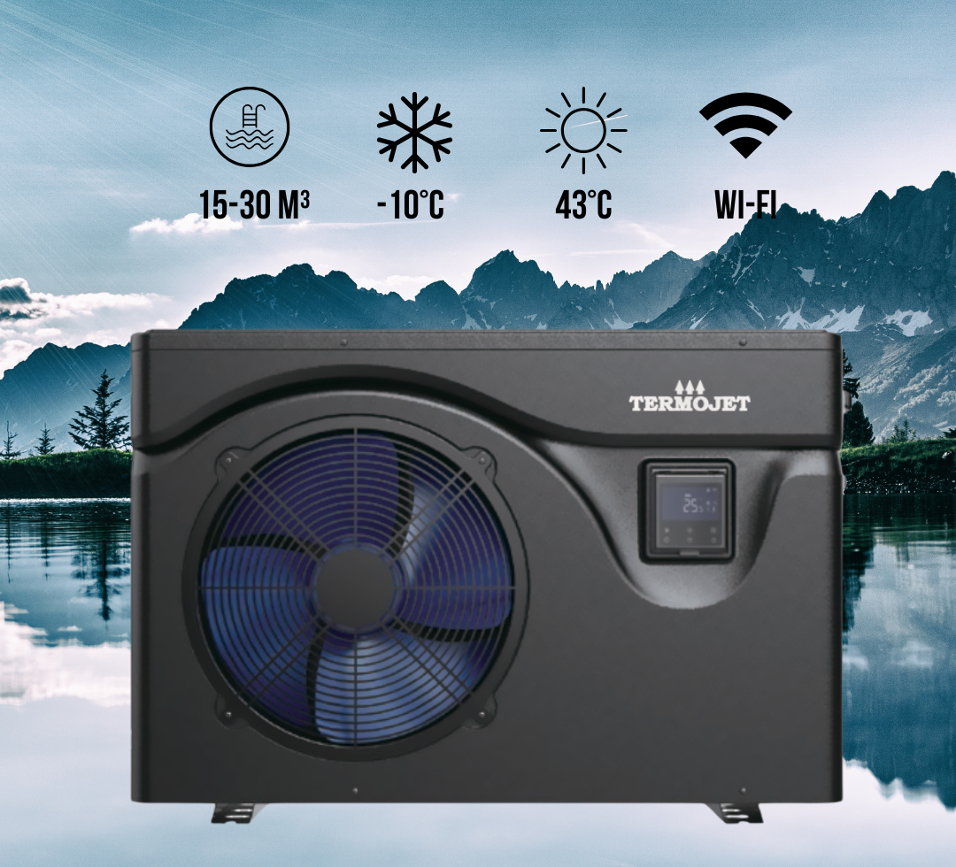 Тепловий насос для басейну Termojet DOLPHIN 70SPR4INVM (7,21 кВт), 220 В, об’єм басейну до 15~30 м³, -10°С/+43°С, інверторний